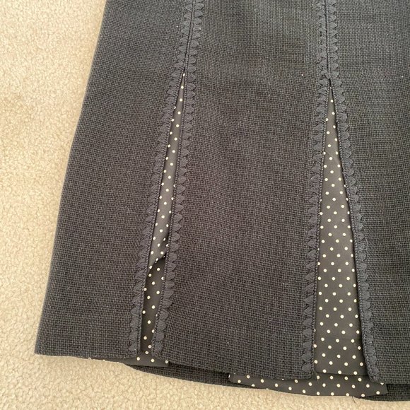 Ann Taylor Black Woven Polka Dot Pleated Skirt US zero Petite - Picture 5 of 8